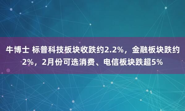 牛博士 标普科技板块收跌约2.2%，金融板块跌约2%，2月份可选消费、电信板块跌超5%
